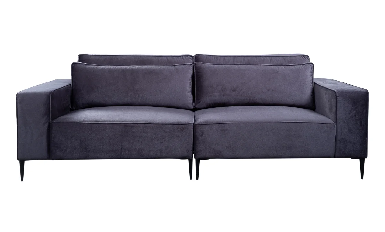 Teddy Dark Grey Plush Velvet 2 Seater